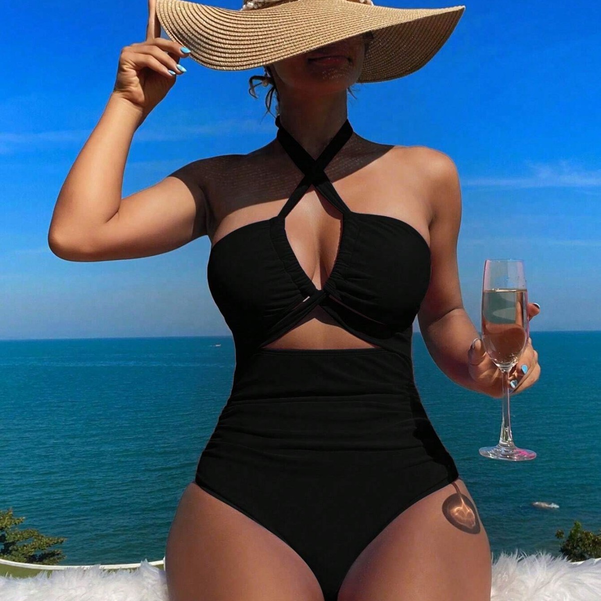 Women Swimsuit Halter Neck Sol - Swimsuit Bikini Ruched review and price