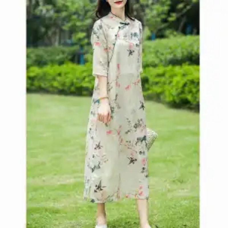 Women's Chinese Style Linen Ch - Midi Skirt Floral review and price