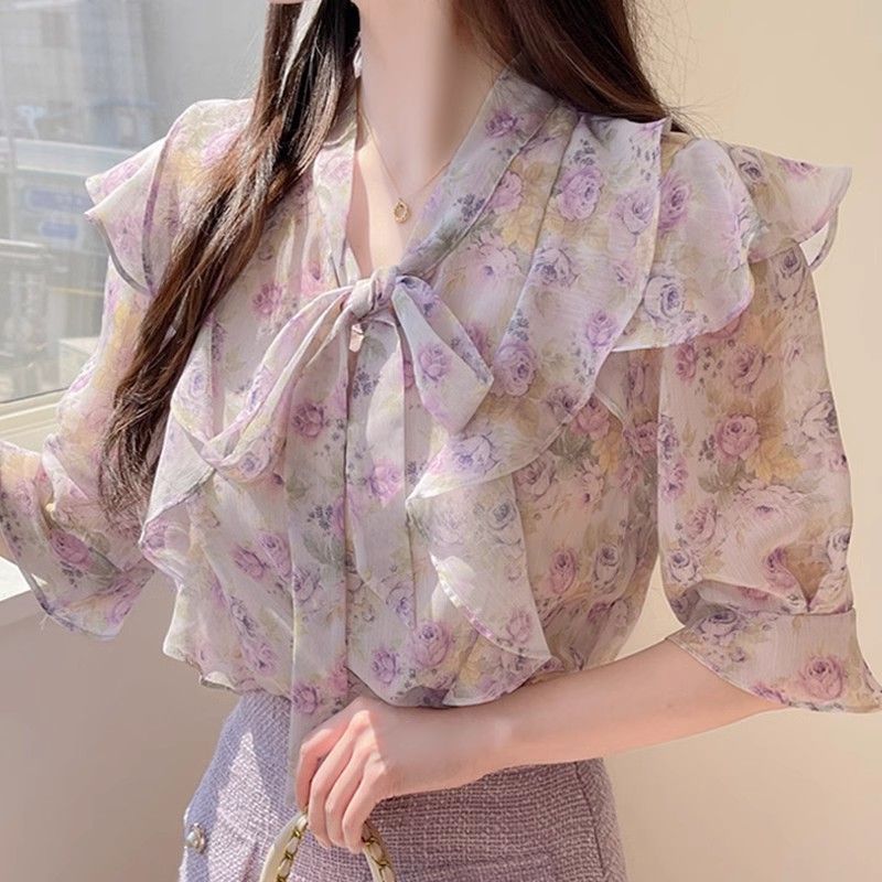 Floral Bowknot Chiffon Women's - Romper Floral Print review and price