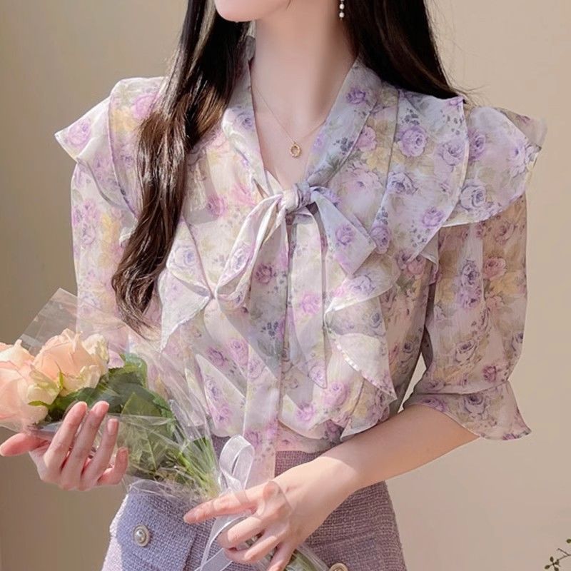Floral Bowknot Chiffon Women's - Romper Floral Print review and price