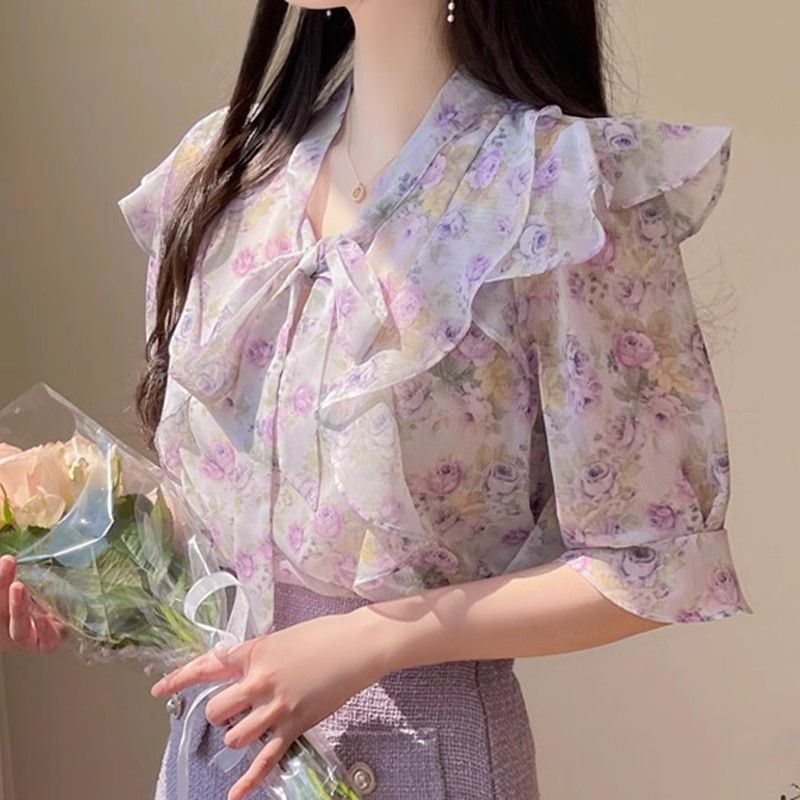 Floral Bowknot Chiffon Women's - Romper Floral Print review and price