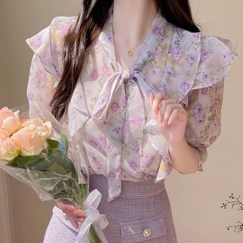 Floral Bowknot Chiffon Women's - Romper Floral Print review and price