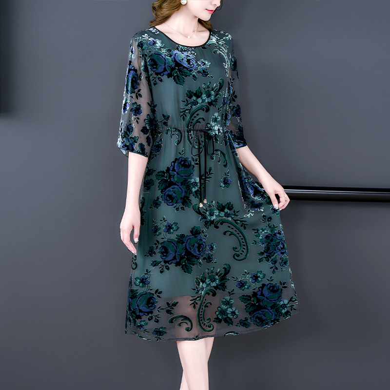 Women Chic Flocking Floral Sil - Midi Skirt Floral review and price