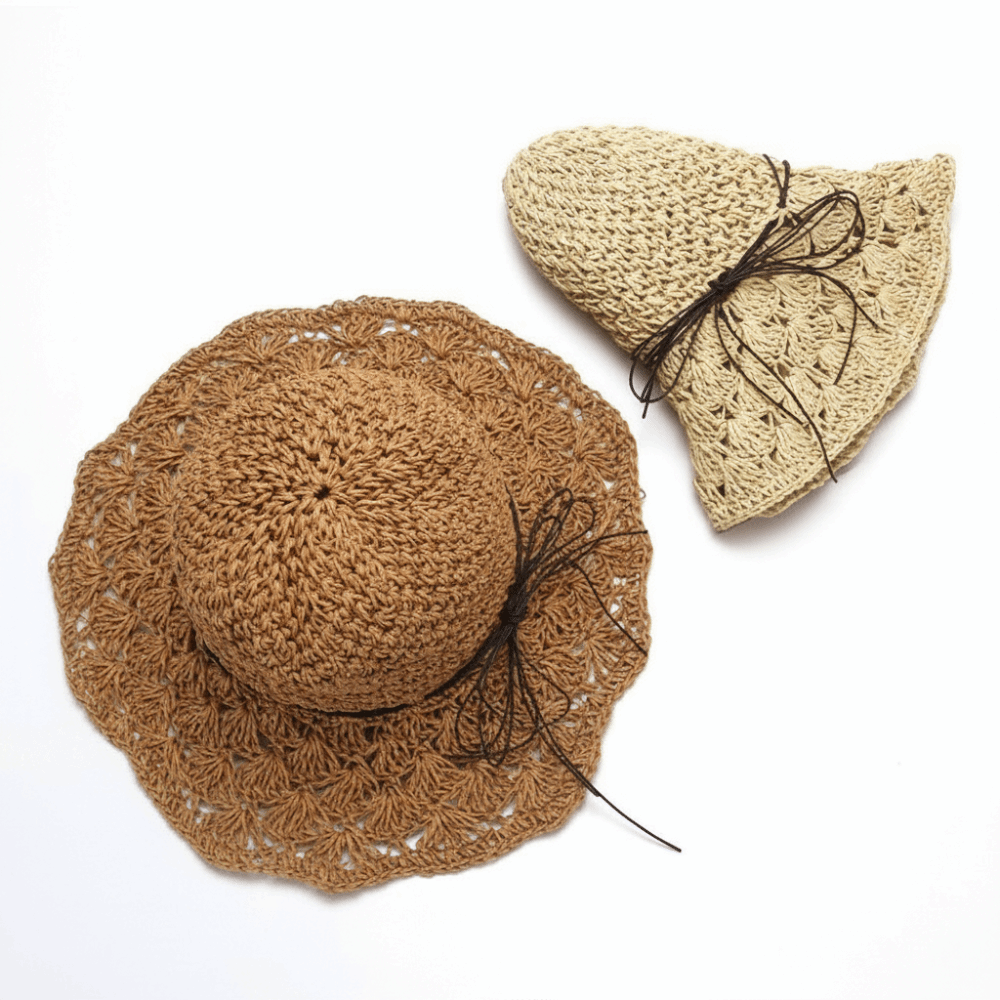 Handwoven Crochet Straw Hat Fo - Hat Floppy Wide review and price
