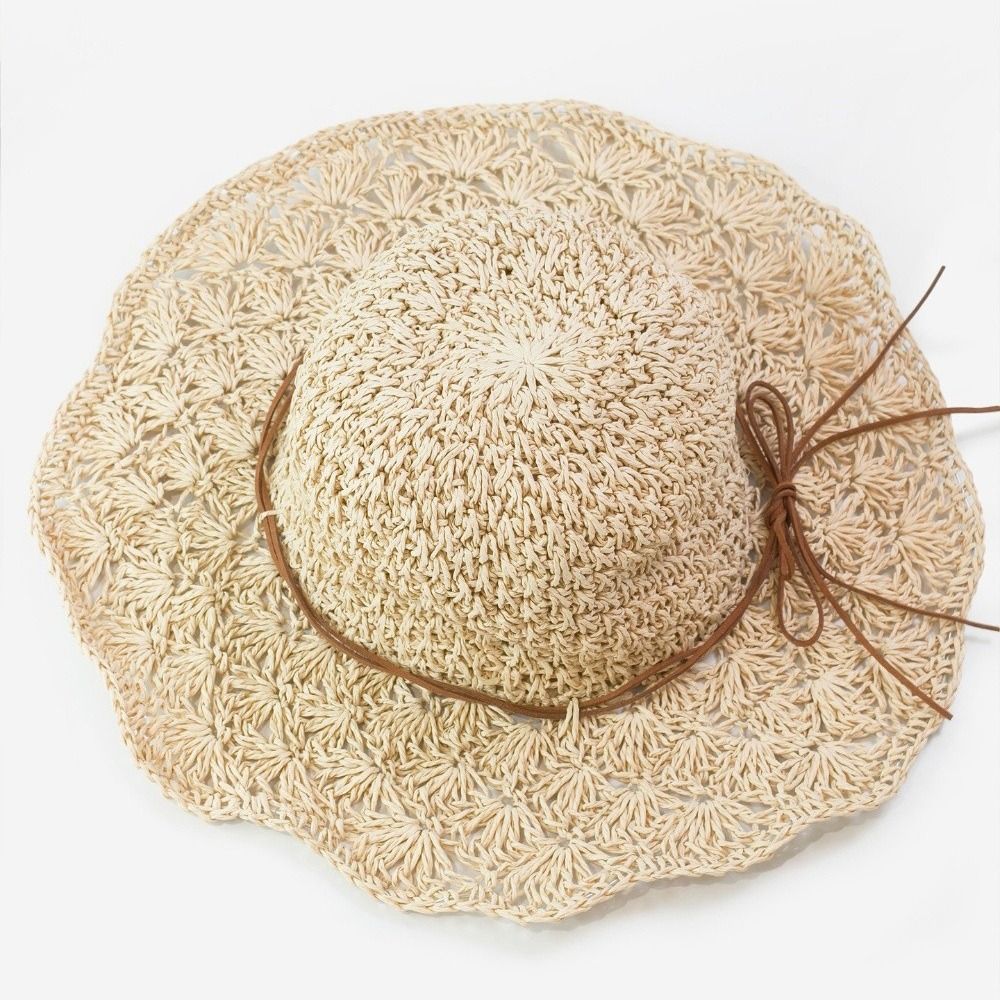 Handwoven Crochet Straw Hat Fo - Hat Floppy Wide review and price