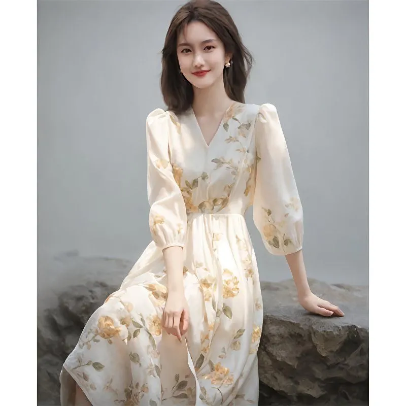 Women's Floral Print V-Neck Pu - Midi Skirt Floral review and price