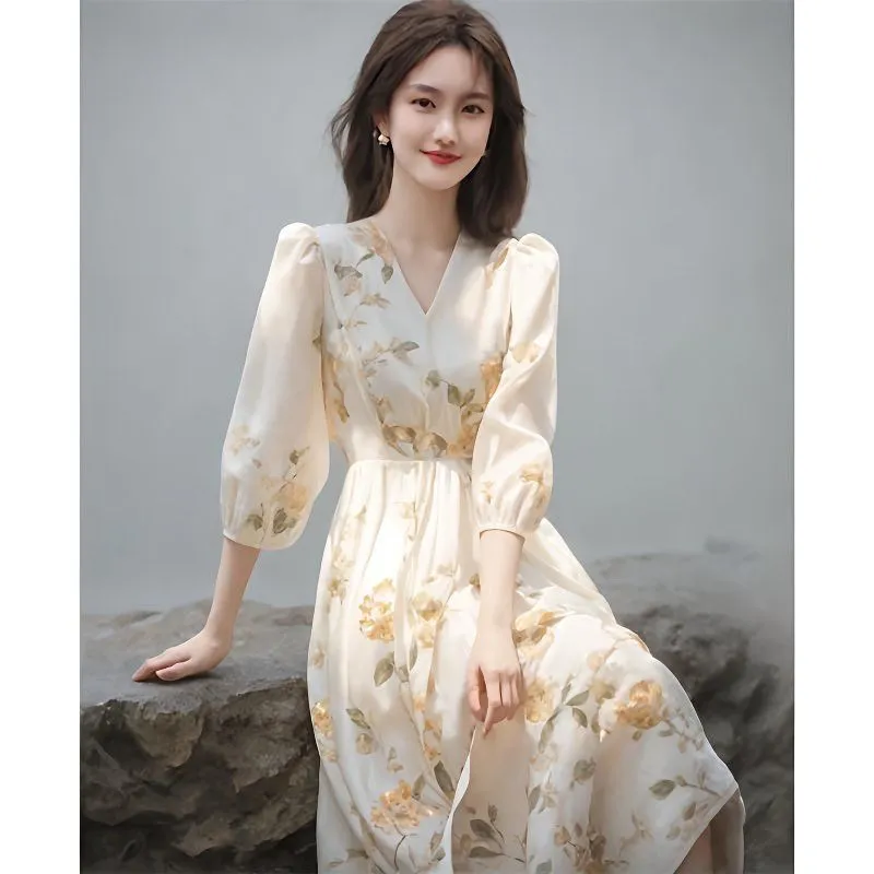 Women's Floral Print V-Neck Pu - Midi Skirt Floral review and price